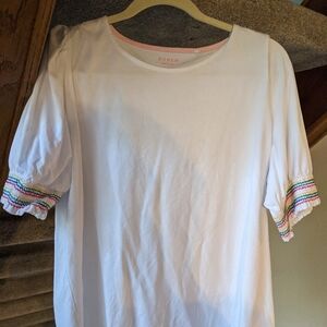 Boden White Top with Colorful Trim